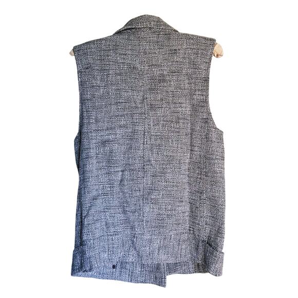 Addison Alexa Tweed Moto Vest Heathered Gray Medium Dark Academia Preppy Layer - Picture 5 of 7